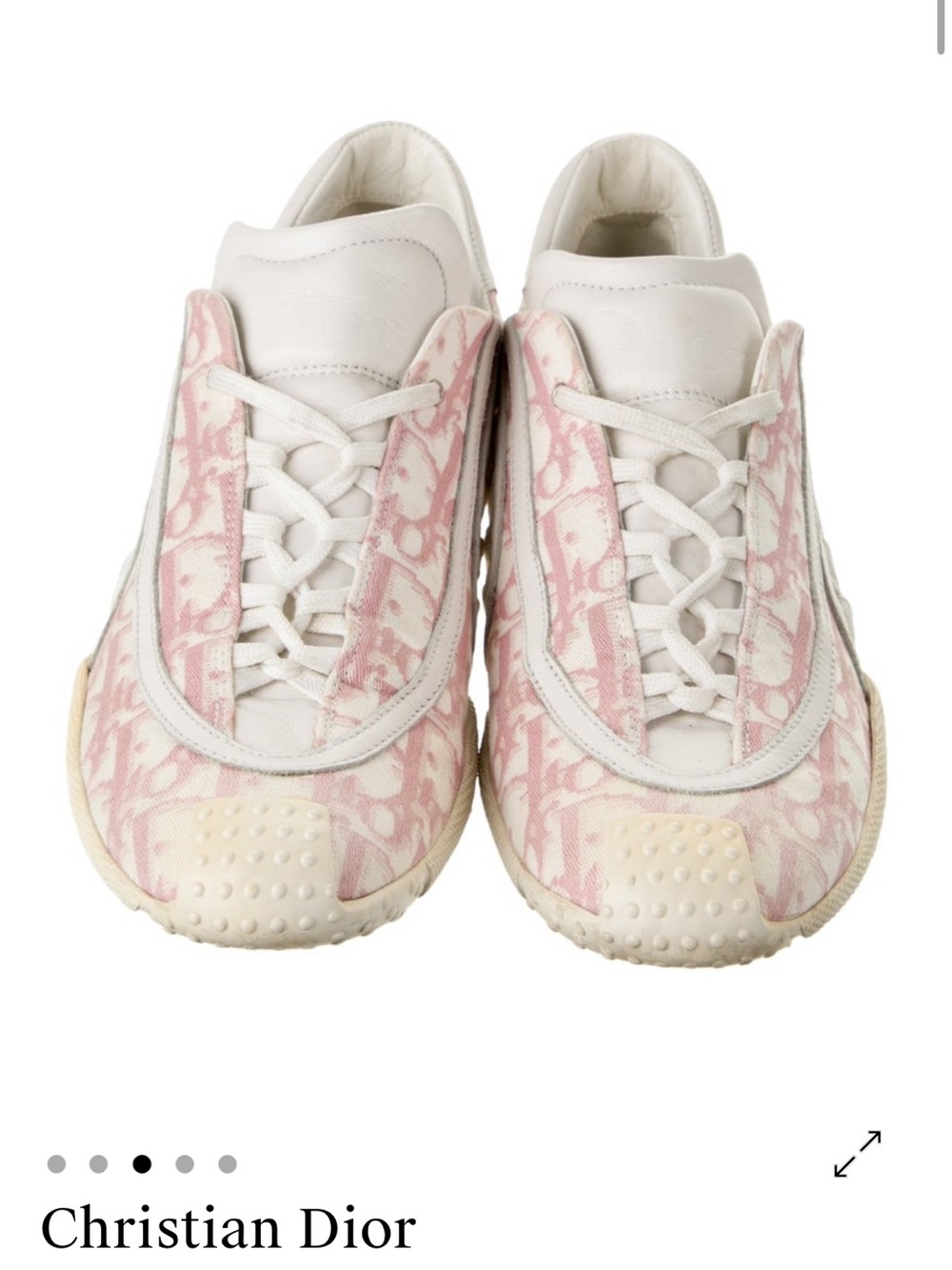 Dior Pink and White Low-Top Logo Sneaker - Picture 3 of 6